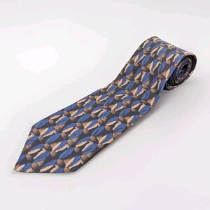 Geoffrey Beene Necktie Geometric Blue‎ Brown 56.5"